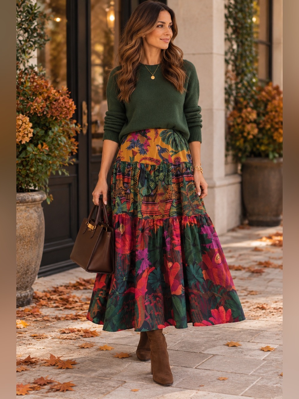 FARM Rio Multicolor Tropical Tiered Maxi Skirt Size Medium (NWOT)